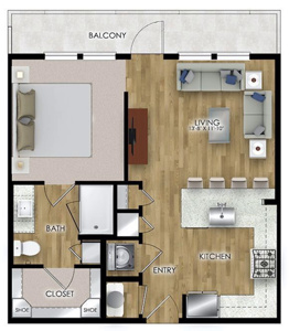 One Bedroom / One Bath - 619 Sq.Ft.*